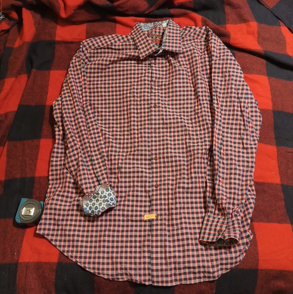 Robert Graham Classic Fit Multicolor Plaid Button Down Shirt Flip Cuff Mens 2XLT